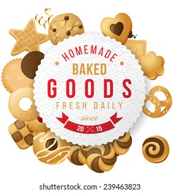 Paper Baked Goods Label With Type Design And Nuts