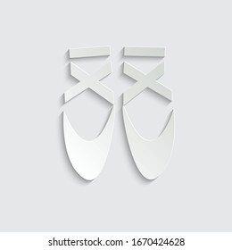 paper ballet icon. dance studio logo. Ballet shoes sign. vector
