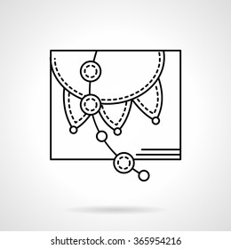 Paper and balls garland for invitation, congratulations and festive designs. Party decoration. Black thin line style vector icon. Element for web design, business, mobile app.