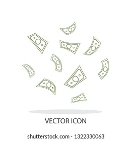 a lot of paper banknotes falling dollar icon vector