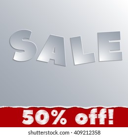 Paper banner with 50% discount
