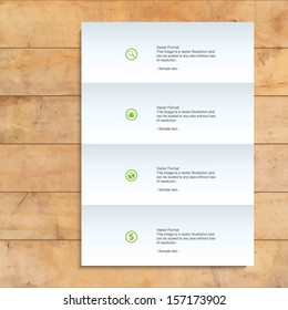 Paper banner background for page presentation on wooden texture - Vector illustration