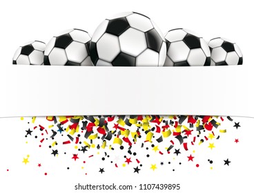 Paper banner with classic footballs german national colors on the white. Eps 10 vector file.