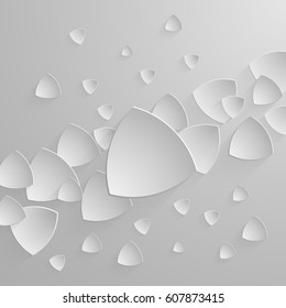 Paper banner on abstract triangle background with drop shadows. Vector illustration.