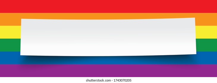Paper banner on the background with the rainbow stripes. Eps 10 vector file.