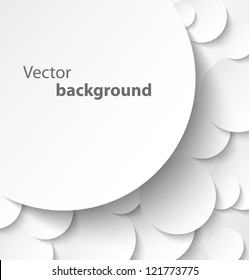 Paper banner on circle abstract background with drop shadows. Vector illustration