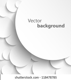 Paper banner on circle background with drop shadows. Vector illustration