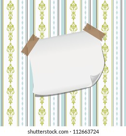 paper banner on floral seamless pattern with transparent tape eps10