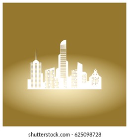 Paper banner with small town. Vector illustration.