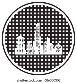Paper banner with small town. Vector illustration.