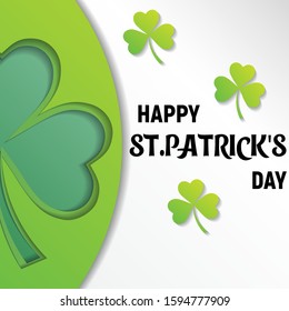 Paper banner for St Patricks Day. Emblems leaf clover. Irish shamrock leaves for Happy St. Patrick s Day. EPS 10.