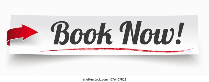 Paper banner with text "book now". Eps 10 vector file.