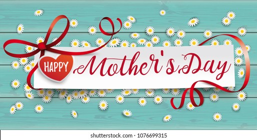 Paper banner with the text Happy Mothers Day.  Eps 10 vector file.