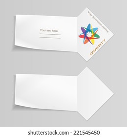 Paper banners with logo. Paper labels for your text.  Ribbon, arrow for note. Stationery. Vector isolated. 10 eps.