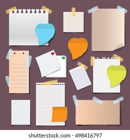 Paper Banners And Notes Icons Set - Isolated On Gray Background - Vector Illustration, Graphic Design. For Web,Websites,App, Print,Presentation Templates,Mobile Applications And Promotional Materials