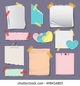 Paper Banners And Notes Icons Set - Isolated On Gray Background - Vector Illustration, Graphic Design. For Web,Websites,App, Print,Presentation Templates,Mobile Applications And Promotional Materials