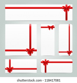 Paper banners with realistic shadow and red ribbon. You can use this image to represent your product on different holidays.