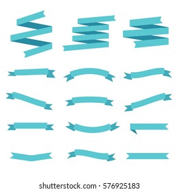Paper banners ribbons in origami style. Set of banner ribbon templates for decoration and advertisement. White background. Vector illustration