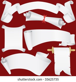 Paper banners, scrolls and diploma set (vector, CMYK)