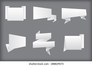 Paper banners set.Origami banners.Vector illustration.