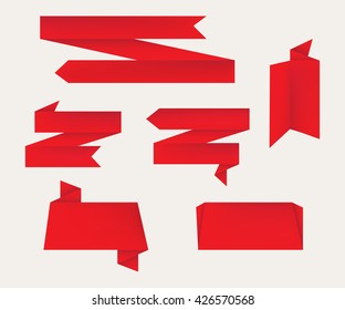 Paper Banners Set.Vector Origami Banners.