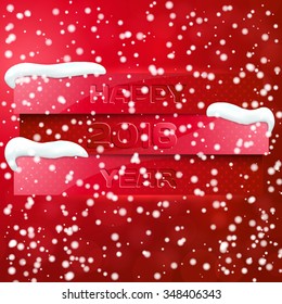 Paper banners with shadows and falling snow for New 2016 Year. Vector illustration