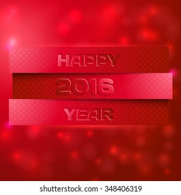 Paper banners with shadows and glowing lights for New 2016 Year. Vector illustration