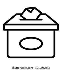 Paper baptized with vote going inside a box denoting ballot box icon