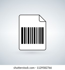 Paper Barcode Icon, Library File, Vector Illlustration Isolated On White Background.