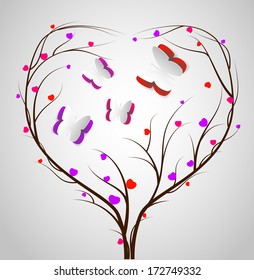 Paper batterfly, valentine postcard
