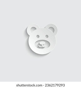 paper bear icon vector cartoo cute bear sign 