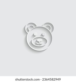 paper bear icon vector cartoo cute bear sign 