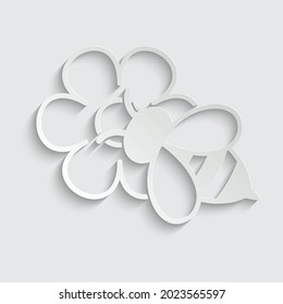 abeja de papel en un vector de icono de flor