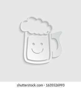 paper Beer mug - black vector  icon with shadow