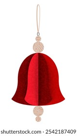 Paper Bell, Christmas ornament. Color pattern isolated on a white background.