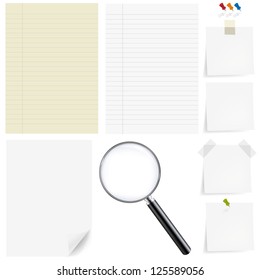 PapierBig Set mit Magnidifizierendem, einzeln auf weißem Hintergrund, mit Farbverlauf-Mesh, Vektorgrafik