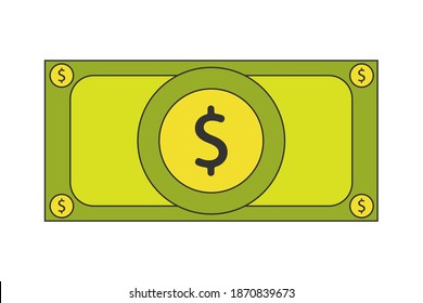 Billete de papel, dólar. ilustración vectorial