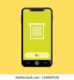 Paper Bill Line Icon on Mobile Screen.