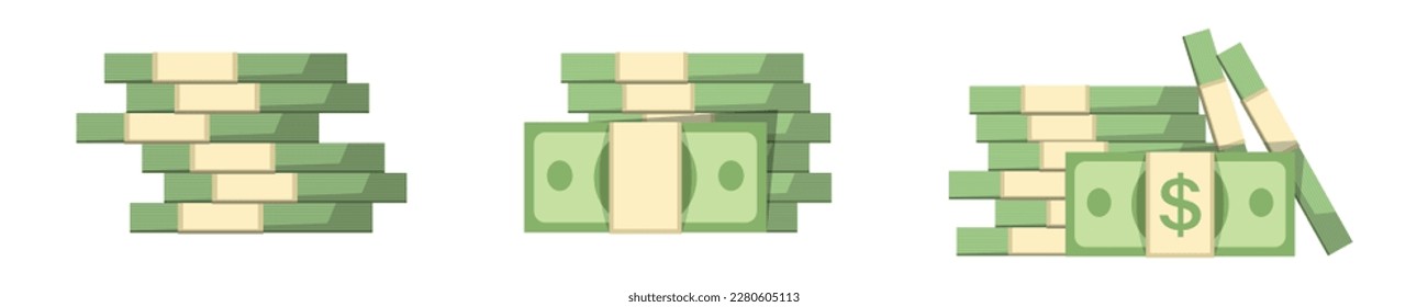 Paper bills icon in flat style. Stack of currency banknotes vector illustration on isolated background. Green dollars sign business concept.