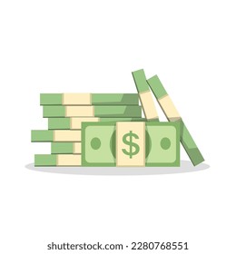 Paper bills icon in flat style. Stack of currency banknotes vector illustration on isolated background. Green dollars sign business concept.