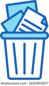 Paper Bin Icon Blue Vector Illustration