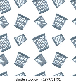 Patrón Emoji del icono de la Papelera de papel. Símbolos de fondo sin foco de basura. Vector de diseño de ilustraciones de Doodle Emoticon.