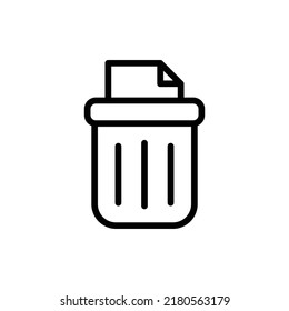 Paper Bin Icon. Line Art Style Design Isolated On White Background