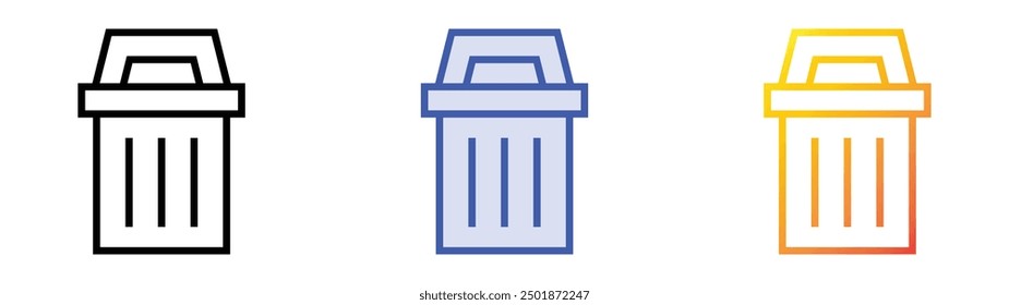 paper bin icon. Linear, Blue Fill and Gradient Style Design Isolated On White Background