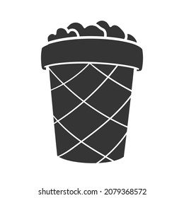Paper Bin Icon Silhouette Illustration. Trash Vector Graphic Pictogram Symbol Clip Art. Doodle Sketch Black Sign.