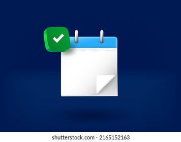 Paper binder with checkmark icon. 3d vector illustration