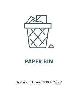 Paper bin,office garbage vector line icon, linear concept, outline sign, symbol