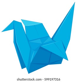 Paper bird in blue color illustration