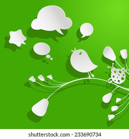 paper bird and bubbles speech