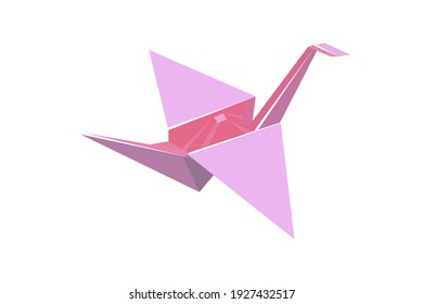 A paper bird, drawn pink crane. Vector is good for any project, whether it be logo or design element.